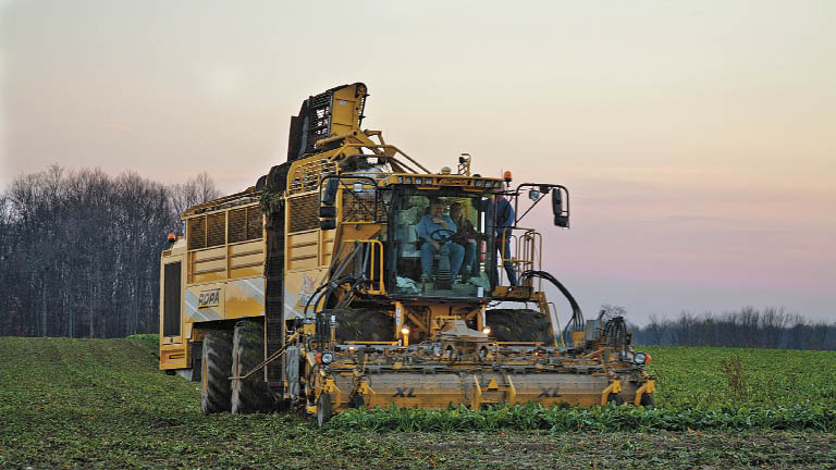 Harvesting on Laracha Farms is easier now with the Ropa machine. Photo by Pete Hudeck